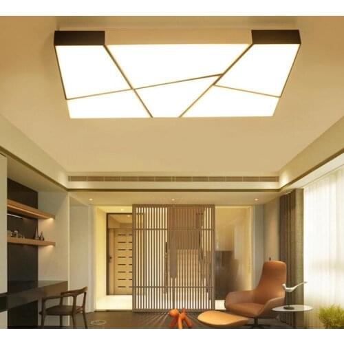 Living room lamp rectangular ceiling lamp modern minimalist black and white LED bedroom lighting wrought iron dining room lamp