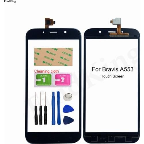 Touch Screen Front Glass For Bravis A553 Touch Screen Front Glass Digitizer Panel Lens Sensor 5.5'' Mobile Phone Adhesive