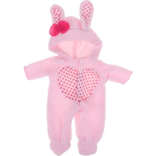 Adorable Hooded Jumpsuit Rabbit Romper Outfit For Mellchan Girl Doll 9-11inch for Reborn Girl Dolls Clothing Accessory