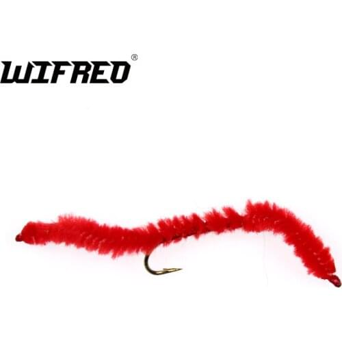 Wifreo 10PCS 10# San Juan Worm Fly Aquatic Worms River Trout Fishing Flies