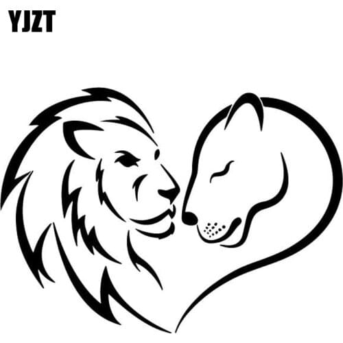 YJZT 15.3CM*11CM Lion Love Pattern Decorate Vinyl Decal Car Trunk Car Stickers Black/Silver C4-2499