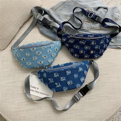 2019 Fashion Cool Style Denim Hole Waist Pack Belt Bag For Women Fanny Pack Hip Bum Bag Phone Pouch Wallet Storage Bags