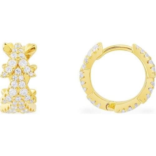 SLJELY Fashion Real 925 Sterling Silver Yellow Gold Color Dragon Tail Hoop Earrings Micro Cubic Zirconia Women Fine Jewelry