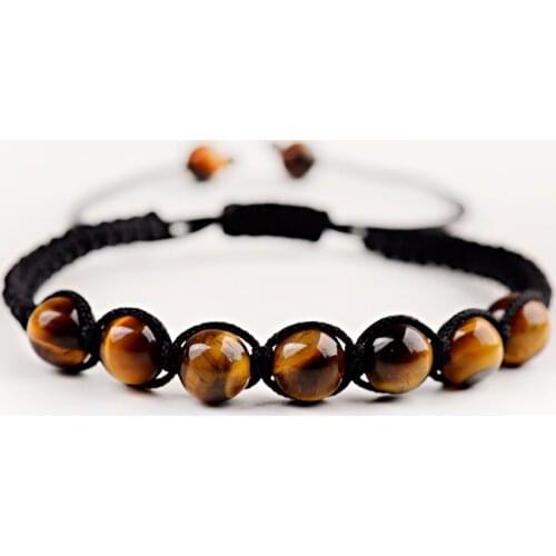 2019 Ethnic Tiger Eye Stone Beads Braided Bracelets For Women Adjustable Charm Yoga Prayer Bracelet Reiki Pulseras ABK020