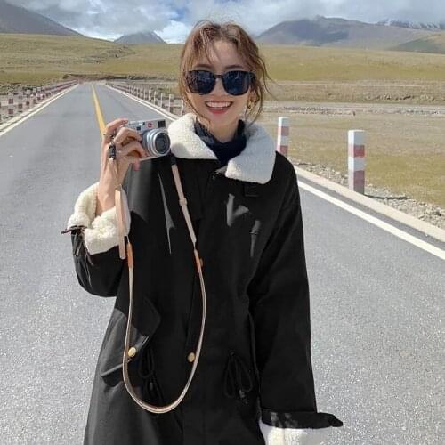 Female Lamb Wool Coat 2021 Women Mid-length Coat Padded Jacket Thick Lamb Wool Winter Coat Anti-season Padded Coat Women Solid C