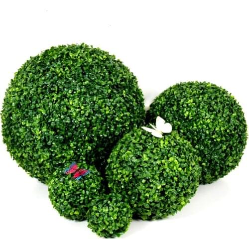 10/18/30/38cm) Decorative Artificial Grass Ball Plastic Leaf Effect Hanging Green Grass Ball Decor Artificial DIY Flower Ball