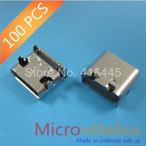 100PCS/LOT USB connector Type C 3.1 Female connector 16Pin SMD SMT Type with 4 Fixed feet DIP Tape Reel
