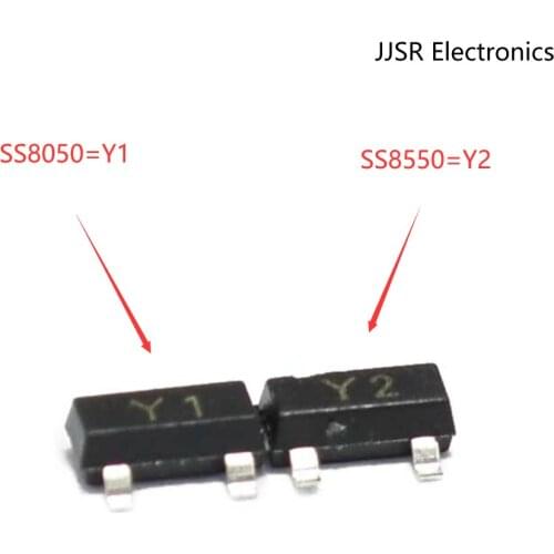 20pcs SS8050/SS8550 Double S high current screen printing Y1/Y2 SOT-23 SMD transistor