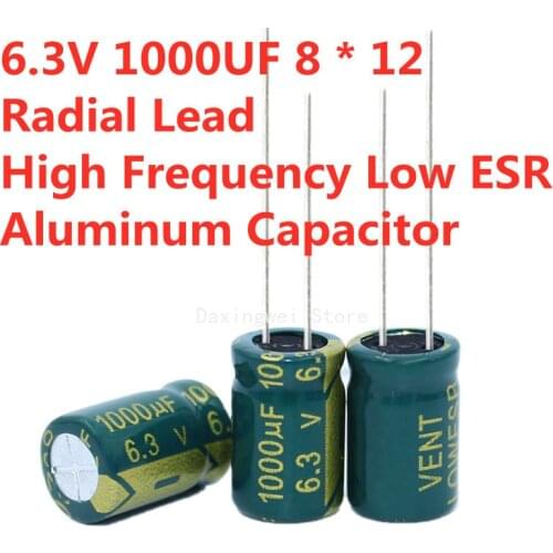 30 PCS/Lot 1000UF High Frequency Low ESR Aluminum Capacitor 6.3V1000Uf 8 * 12 Radial Lead