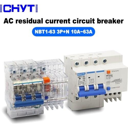 3P+N DZ47LE NBT1LE 10A 16A 20A 25A 32A 40A 50A 63A Transparent Residual Current Earth Leakage Circuit Breaker ELCB RCBO RCCB