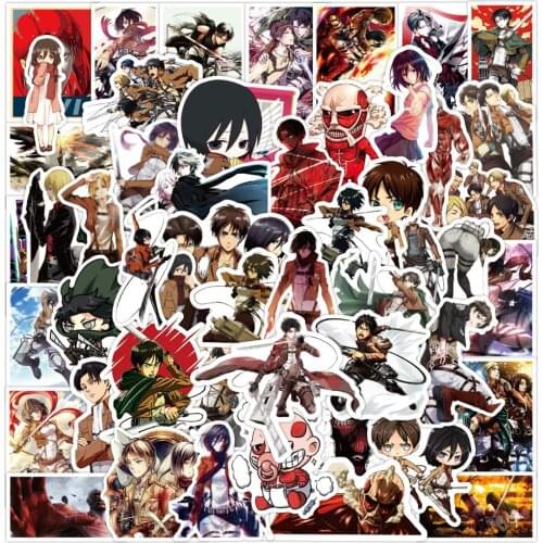 50PCS Attack on Titan Anime Stickers Waterproof For Child DIY Stationery Luggage Suitcase Laptop Guitar Decal Sticker