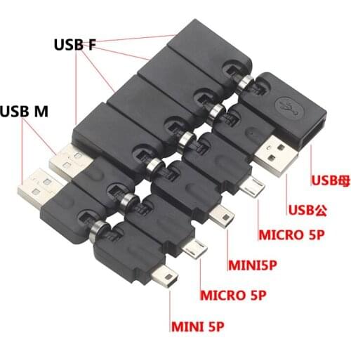 360 Degree Rotary Knob USB2.0 Male To USB2.0 Female/Mini USB Converter Connector Adapter Supports Data Transfer And Charging