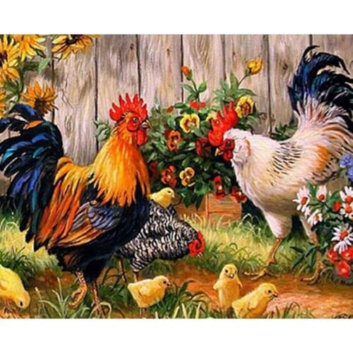 Diamond Painting 5D Full Round Drill Cock Cows Diamond Rhinestone Embroidery Animals Cross Stitch Mosaicc Arts Crafts