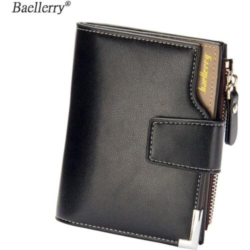 Balellerry Brand Coin Purse Leather New Short Wallet Zipper Fashion Money Clutch Bag For Men Hasp Mini Man Id Card Holder