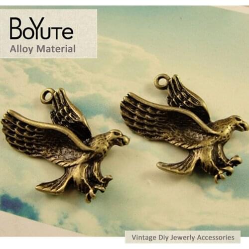 BoYuTe (50 Pieces/Lot) 26*19.5MM Antique Bronze Plated Zinc Alloy Eagle Pendant Charms for Jewelry Making Diy Handmade