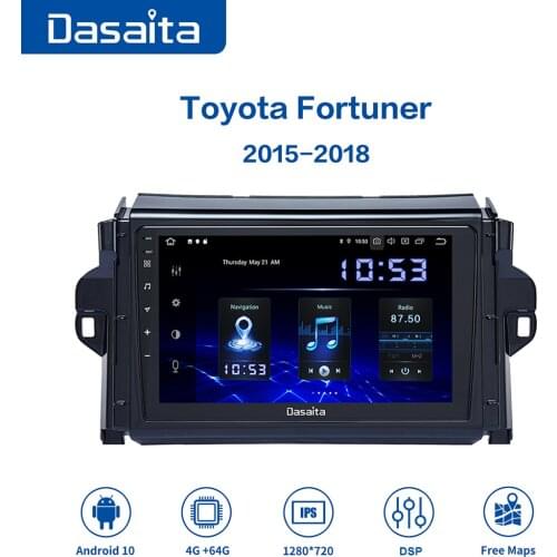 Dasaita DSP Android 10.0 Car Radio Stereo for Toyota Fortuner 2016 2017 2018 GPS Car Multimedia 9" IPS BT5.0 MP3 MAX10