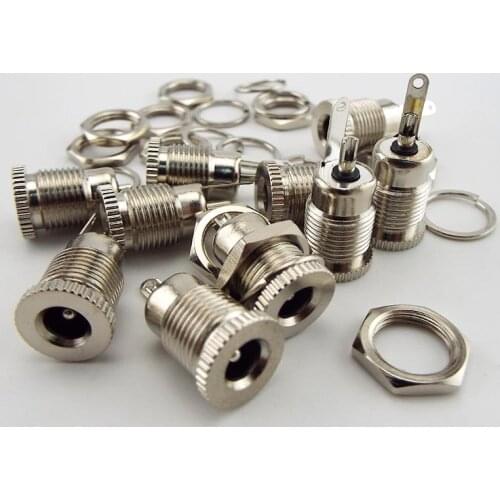 DC099 DC Power Supply Jack Socket plug Connector 5.5 * 2.1 mm Female Panel Mount DC-099 Threaded Metal Charging port 5.5 x 2.1mm