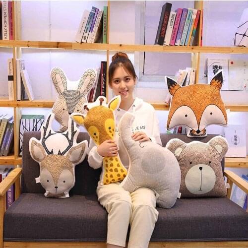 Baby Elephant Fox Deer Bear Giraffe Rabbit Soft Stuffed Toys Cute Sleep Animal Plush Toy Cartoon Pillow Cushion For Kids Gifts