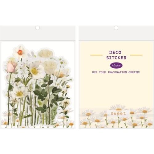 40Pcs Flower Leave Resin Art Decor Stickers Kit Artificial Flower Resin Fillings