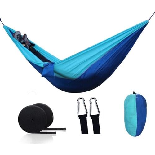 Nylon Double Person Hammock Adult Camping Outdoor Backpacking Travel Survival Garden Swing Hunting Sleeping Bed Portable Hammock