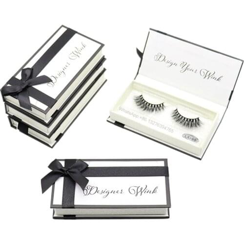 Elegant Black Bow Eyelashes Packaging Box 100% Mink Fur Lashes With Boxes Custom Eyelash Packaging with Logo Wholesale