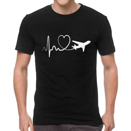 Heartbeat To Travel Airplane T-shirt Mens Graphic T Shirt Short Sleeve Cotton Patriotic Pride Tshirt Urban Tee Top