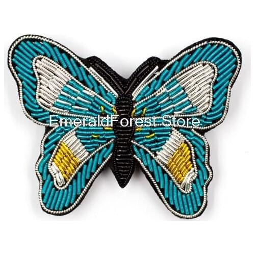 Indian silk blue butterfly brooch accessories female brooch pin decoration cute cartoon creative wild jewelry