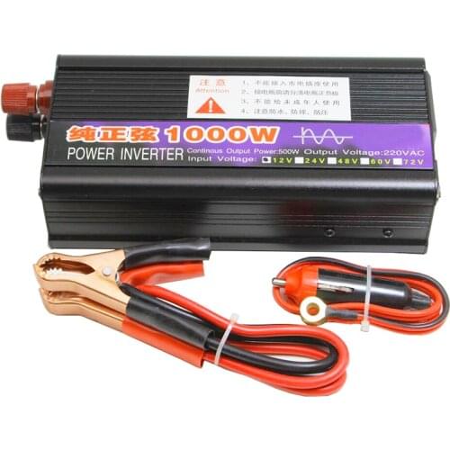 AC 12V 24V 48V 60V To 110V-220V 1000W Auto Car Power Converter Inverter Pure Sine Wave Power Converter Car Inverter 50Hz 60hz