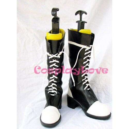 Custom Made White And Black Ciel Cosplay Shoes Boots (the common ver) From Black Butler Kuroshitsuji For Christmas Halloween