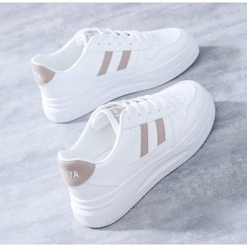 Ladies Fashion Sneakers Leather Platform Shoes Summer Ladies White Sneakers Breathable Sneakers Lightweight Large Size Sneakers