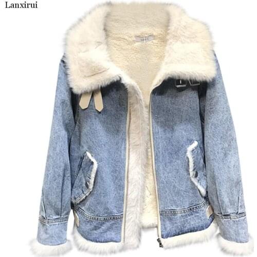 Fashion lapel jackets Women Winter Autumn Cotton Thick Denim Jacket Windbreaker female Coat Outwear Jacket chaqueta mujer