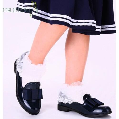 Girls Closed Toe Loafers & Slip-Ons Leatherette Flat Heel Flats Flower Girl Shoes with bowknot school shoes 802-1