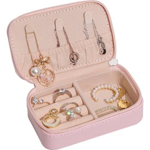 Travel Easy To Carry Small Leather Jewelry Box High Grade PU