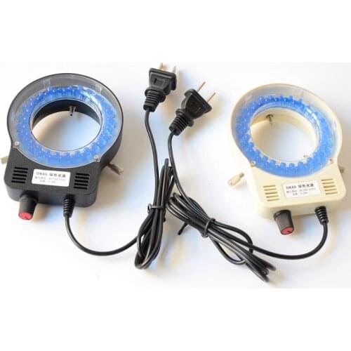 AC100-250V 52pcs LED Bulbs Ring Lamp 65mm Diameter Microscope Blue Ring Light Source Brightness Adjustable