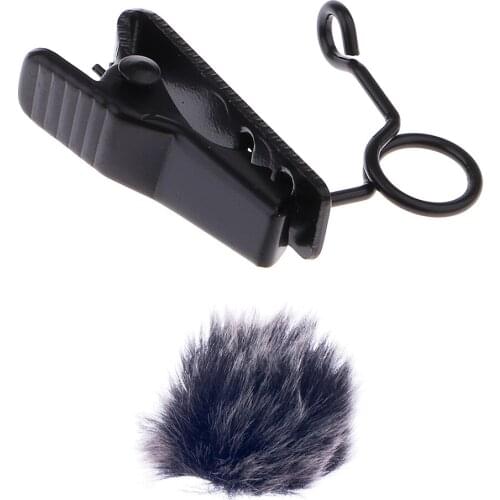 Mini 6mm Microphone Lapel Tie Clip Holder + Microphone Windmuff