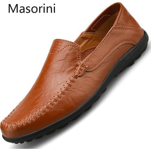 Fashion 2021 Genuine Leather Mens Shoes Casual Luxury Men Loafers Breathable Driving Shoes Slip-on Formal Moccasins Plus Size 47