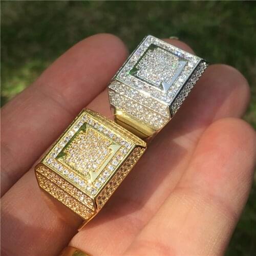 2020 Male Hiphop Chain Ring Micro Pave AAAAA cz 925 Sterling Silver Party Wedding Band Rings for men Iced out rock Jewelry