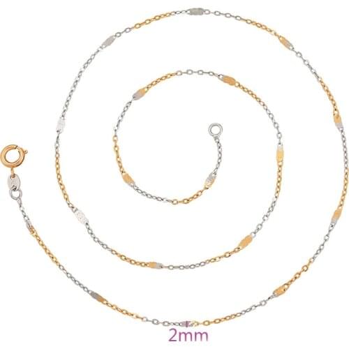 MxGxFam ( 45 cm * 1 mm ) Mix Gold Plated 18k 18 inch Tiny O Chian Necklace For Women Men Fashion XP Jewelry