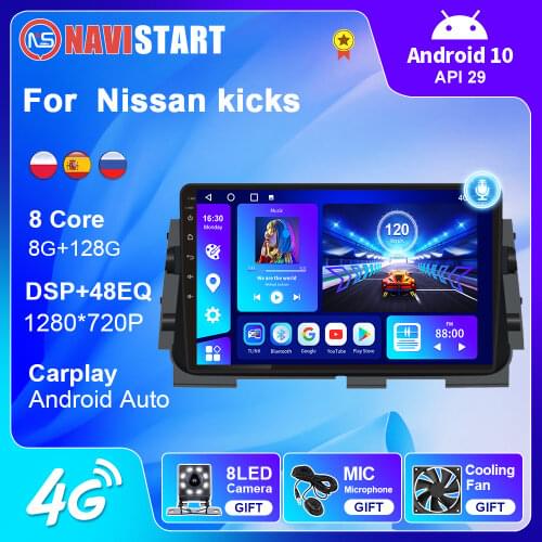6G+128G Android 10 Car Radio Stereo For Nissan kicks 2017 2018 GPS Navigation Android Auto 4G WIFI Camera Carplay DVD Player