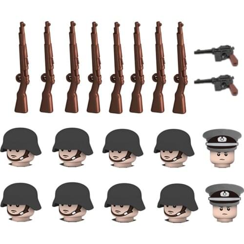 WW2 German Army Infantry Unit Soldiers Building Blocks Weapons Accessories Military Machine Guns Helmets Bricks Toys Kids D258