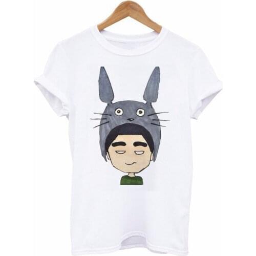 2021 New Women Tops Tees Harajuku Short Sleeve Totoro Print Funny Tshirt Women Tees Tops Fashion Summer White T Shirt