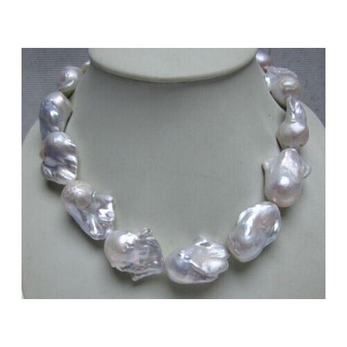 HUGE 20-28MM SOUTH SEA GENUINE WHITE BAROQUE PEARL NECKLACE 18"