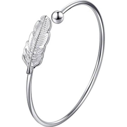 Feather Opening Bracelet Women Fashion Temperament Bracelet Sweet Feather Bracelet High Quality Gift for Women Size Adjustable