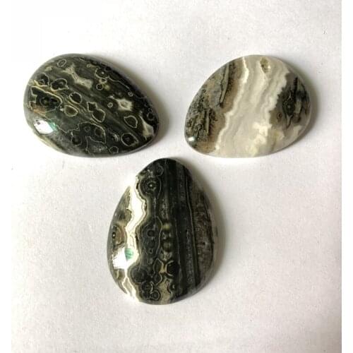 Natural Ocean Agat e Stone Ocean Jaspe Pear Pendant,30x40mm Natural Gem Stone Quartz Cabochon Bead,Fit Jewelry Making,3pcs/lot