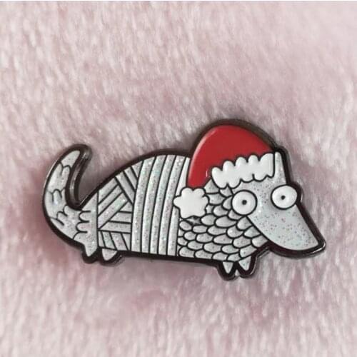 Holiday Armadillo Soft Enamel Pin Cute Christmas Animal badge