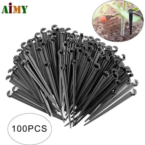 Garden 1/4 Inch C-type Hook Fixed Support Holder Stakes Stem Fit 4/7mm Hose Watering Drip Irrigation Greenhouse