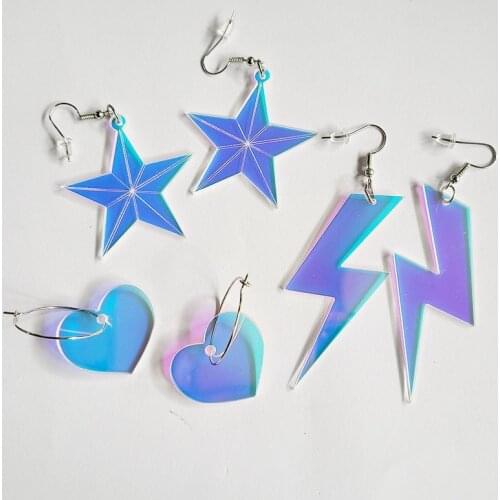 Lightning Stars Peach Heart Earrings Mini Lovely Punk Acrylic Earrings Color Changing Transparent Hollow Out Fashion Jewelry