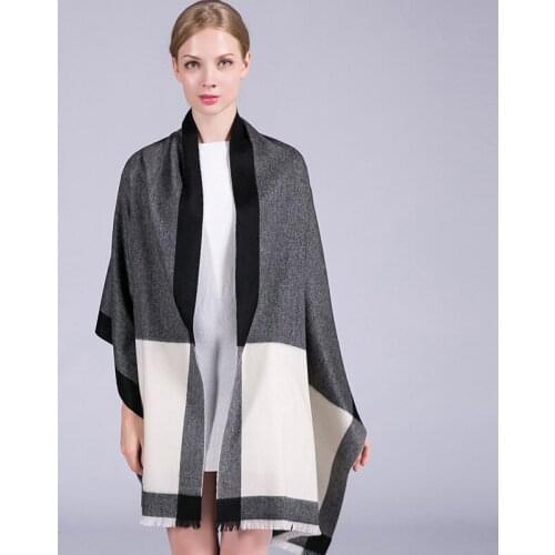 100% Cashmere shawl Scarf for Women Blue Red Winter Big Shawls and Wraps Ladies Vintage Pashmina Echarpe Warm Pure Cashmere