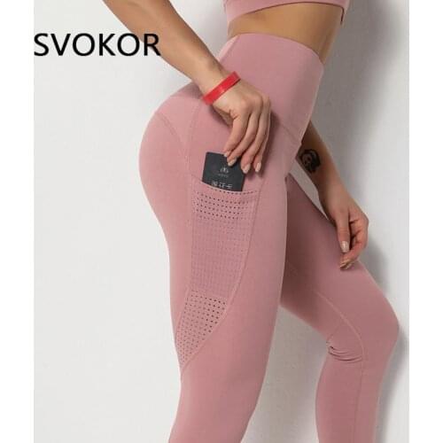 SVOKOR Side Pocket Sport Leggings Women Plus Size Fitness High Waist Push Up Legging Mujer Workout Gymwear Booty Lifting 2XL