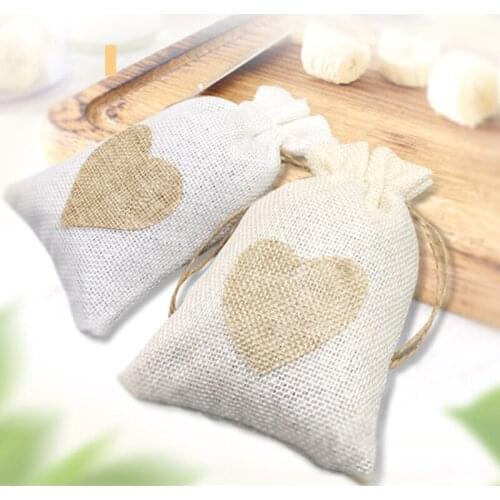 Chinese Style Storage Bag Fashion Simple Heart-shaped Linen Empty Sachet Beam Mouth Carry Interior Decoration Jewelry Gift Bag